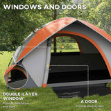 Outsunny Two Man Single Room Dome Tent, with Accessories - Orange/Grey