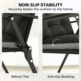 Outsunny Patio Chair Cushions Set of 4, Waterproof Non-Slip Lounge Chair Cushions, 112x53cm, Black