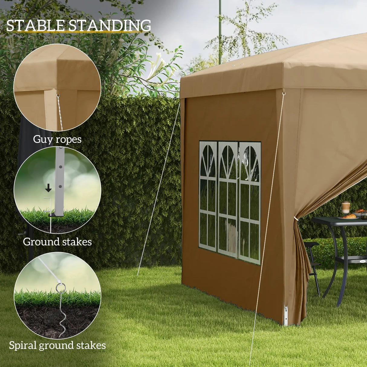 Outsunny 3 x 3(m) Pop Up Gazebo - Khaki