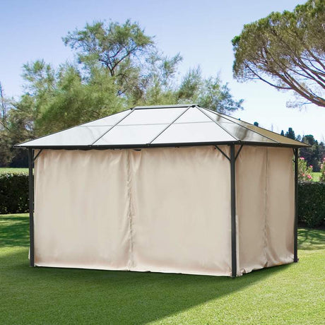 Outsunny 4 Pack Universal Gazebo Replacement Sidewalls Privacy Panel for Most 3 x 4m Gazebo Canopy Pavillion Outdoor Shelter Curtains Accessories Beige