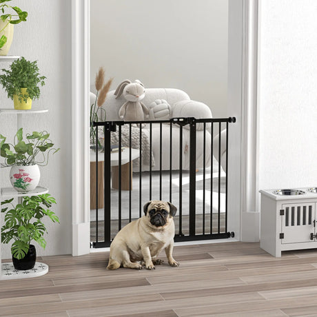 PawHut Adjustable Safety Gate w/ One Extensions, Four Adjustable Screws, Black