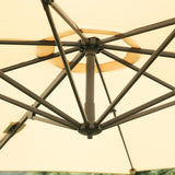 Outsunny Round Umbrella Parasol W/ Tilt 360 Rotation and Hand Crank Cross Base-Beige