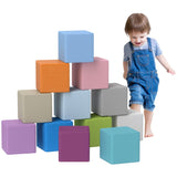 HOMCOM 12 PCs Soft Play Blocks, Soft Foam Toy, Building and Stacking Blocks for Kids, Blue