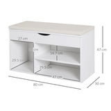 HOMCOM Wooden Shoes Cabinet Bench Hidden Storage Padded Seat Organiser Footwear Rack Hallway White 80 x 30 x 47 cm