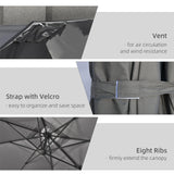 Outsunny 2.7 x 2.7 m Cantilever Parasol, Square Overhanging Umbrella with Cross Base, Crank Handle, Tilt, 360 Rotation and Aluminium Frame, Dark Grey