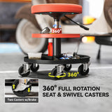 HOMCOM Rolling Mechanic Stool, 135kg Capacity Workshop Stool, 360 Swivel Roller Padded Creeper Seat with Wheels, Tool Trays Storage for Garage, Shop, Auto Repair, Yellow