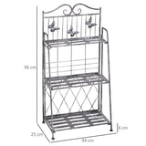 Outsunny 3 Tier Plant Stand Indoor Outdoor, Metal Plant Shelf Flower Display Rack for Potted Plants Garden Balcony Decor, 44 x 25 x 96 cm