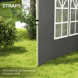 Outsunny Gazebo Side Panels, Sides Replacement with Window for 3x3(m) or 3x4m Pop Up Gazebo, 2 Pack, Dark Grey