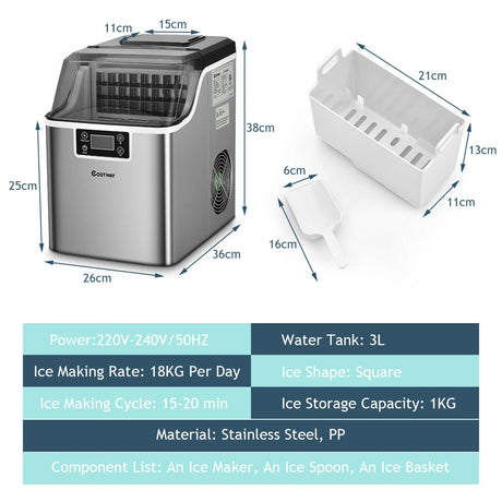 Countertop Portable Ice Cube Maker 18KG / 24H