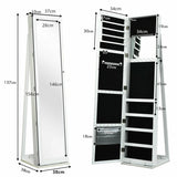 Free Standing Jewelry Armoire with Full Length Mirror for Bedroom