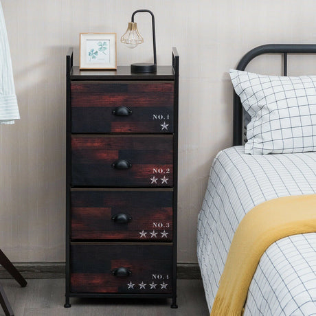 Industrial 4 Fabric Drawers Storage Dresser with Fabric Drawers and Steel Frame