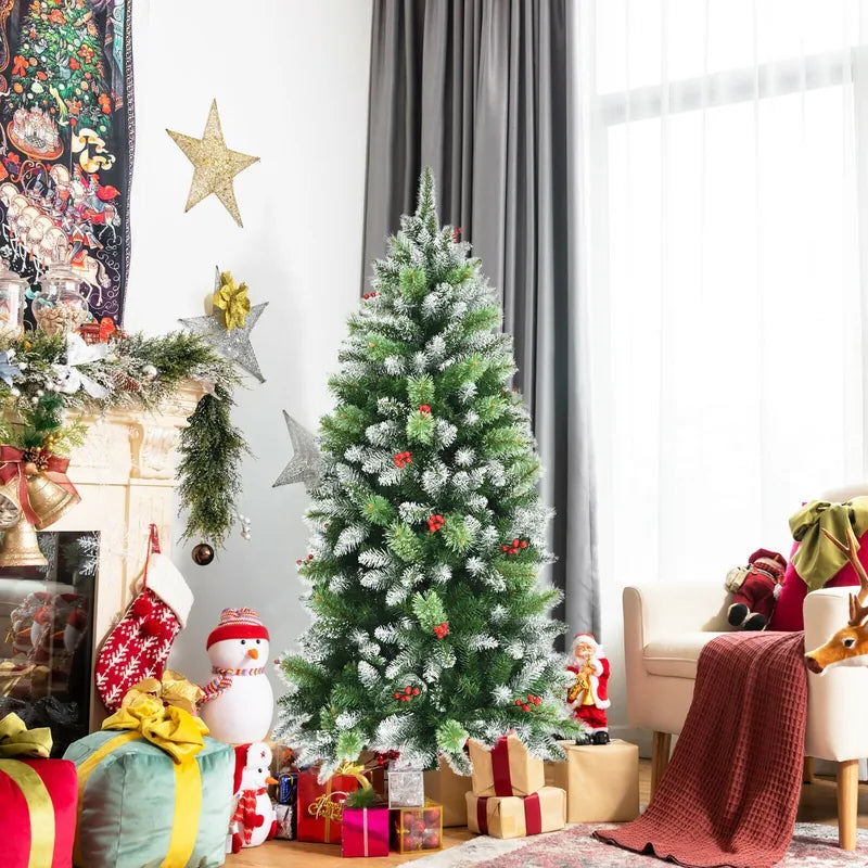 Snow Sprayed Christmas Tree for Holiday Festival Decoration-5'