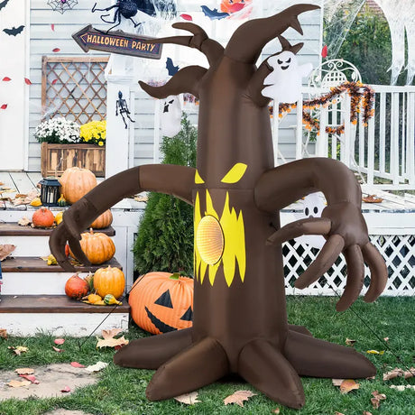 7.8 Ft Halloween Inflatables with Ghost and Dimming Infinity Mirror Light