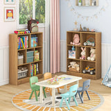 7-Cube Bookshelf with 2 Anti-Tipping Kits for Living Room Bedroom Kids Room-Natural