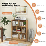 7-Cube Bookshelf with 2 Anti-Tipping Kits for Living Room Bedroom Kids Room-Natural