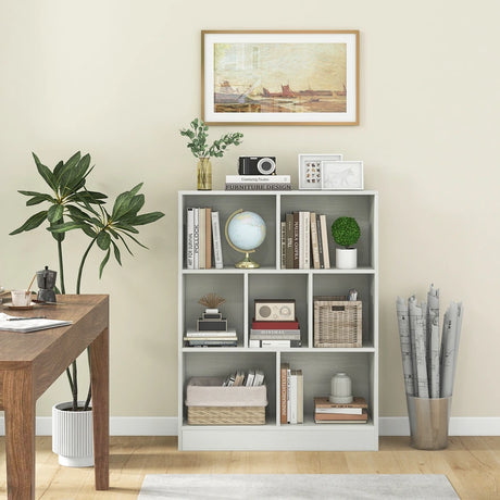 7-Cube Bookshelf with 2 Anti-Tipping Kits for Living Room Bedroom Kids Room-White