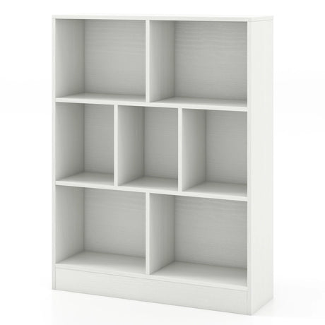 7-Cube Bookshelf with 2 Anti-Tipping Kits for Living Room Bedroom Kids Room-White