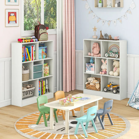 7-Cube Bookshelf with 2 Anti-Tipping Kits for Living Room Bedroom Kids Room-White