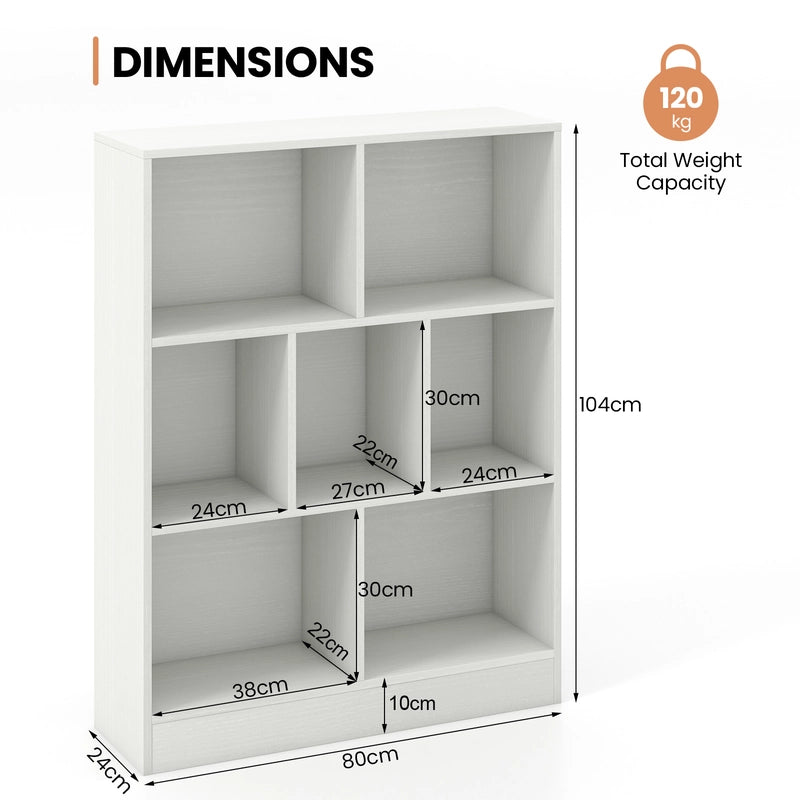 7-Cube Bookshelf with 2 Anti-Tipping Kits for Living Room Bedroom Kids Room-White
