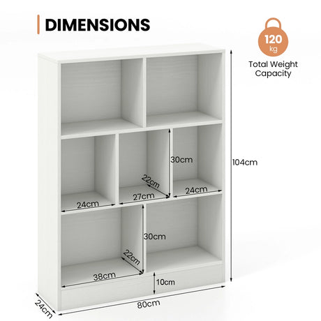 7-Cube Bookshelf with 2 Anti-Tipping Kits for Living Room Bedroom Kids Room-White