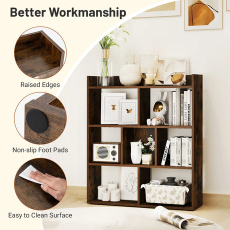 7 Cubes Open-back Bookshelf Home Storage Display Shelf-Coffee