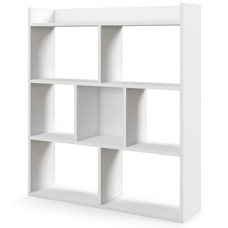 7 Cubes Open-back Bookshelf Home Storage Display Shelf-White