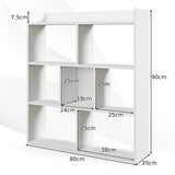7 Cubes Open-back Bookshelf Home Storage Display Shelf-White