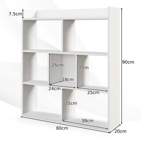 7 Cubes Open-back Bookshelf Home Storage Display Shelf-White