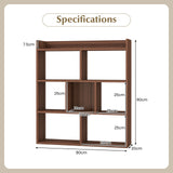 7 Cubes Open-back Bookshelf with Anti-Toppling Devices-Walnut