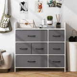 Fabric Dresser with 7 Drawers for Bedroom-White