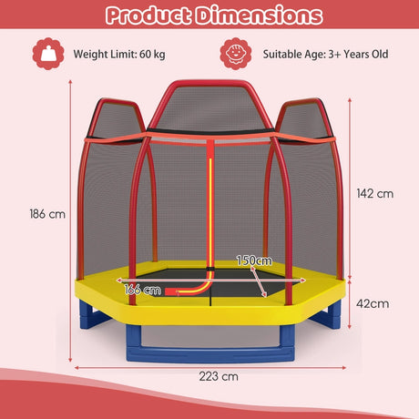 7 Feet Kids Recreational Bounce Jumper Trampoline-Red