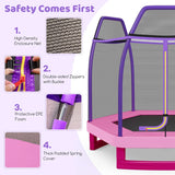 Kids Trampoline with Safety Enclosure Net for Outdoor Play-Pink
