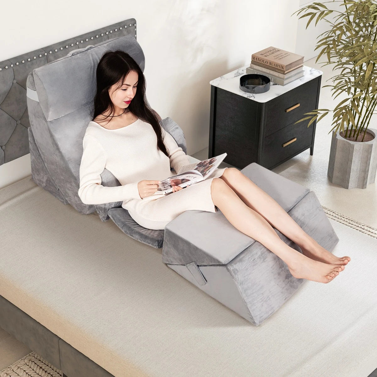 7-piece orthopedic wedge pillow set with washable cover, adjustable bed wedge pillow