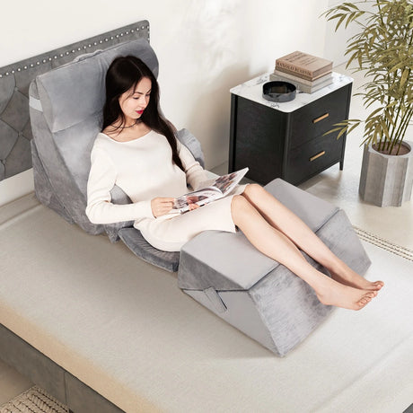 7-piece orthopedic wedge pillow set with washable cover, adjustable bed wedge pillow