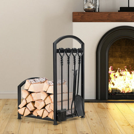 Firewood Log Rack with 4 Tools Set