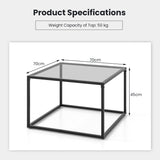 27.5 Inch Home Square Tea Table with Heavy-duty Metal Frame-Gray