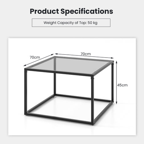 27.5 Inch Home Square Tea Table with Heavy-duty Metal Frame-Gray