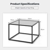 27.5 Inch Home Square Tea Table with Heavy-duty Metal Frame-Gray