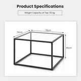 27.5 Inch Home Square Tea Table with Heavy-duty Metal Frame-Black