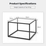 27.5 Inch Home Square Tea Table with Heavy-duty Metal Frame-Black