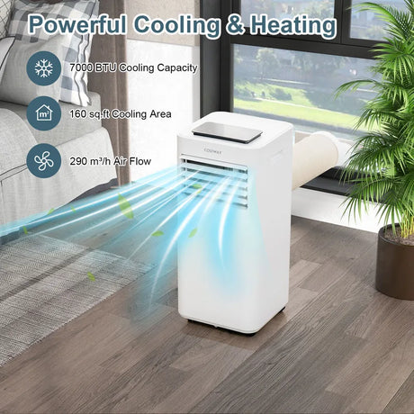 7000/9000 BTU 4-in-1 Portable AC Unit with Remote and App Control-7000 BTU