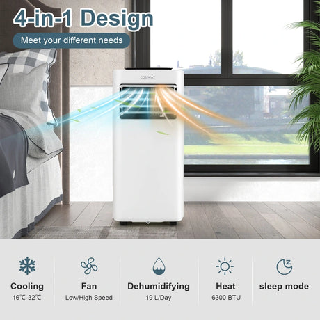7000/9000 BTU 4-in-1 Portable AC Unit with Remote and App Control-7000 BTU