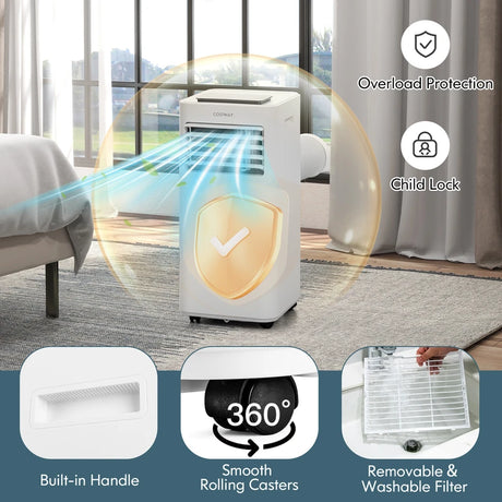 7000/9000 BTU 4-in-1 Portable AC Unit with Remote and App Control-7000 BTU