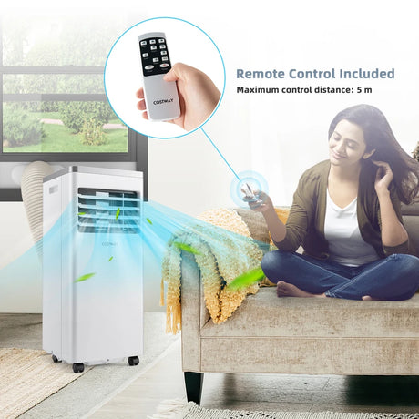 7000BTU Portable Air Conditioner with Remote Control and 24H Timer