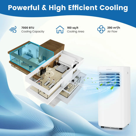 7000/9000 BTU 4-in-1 Portable Air Conditioner with Remote Control-7000 BTU
