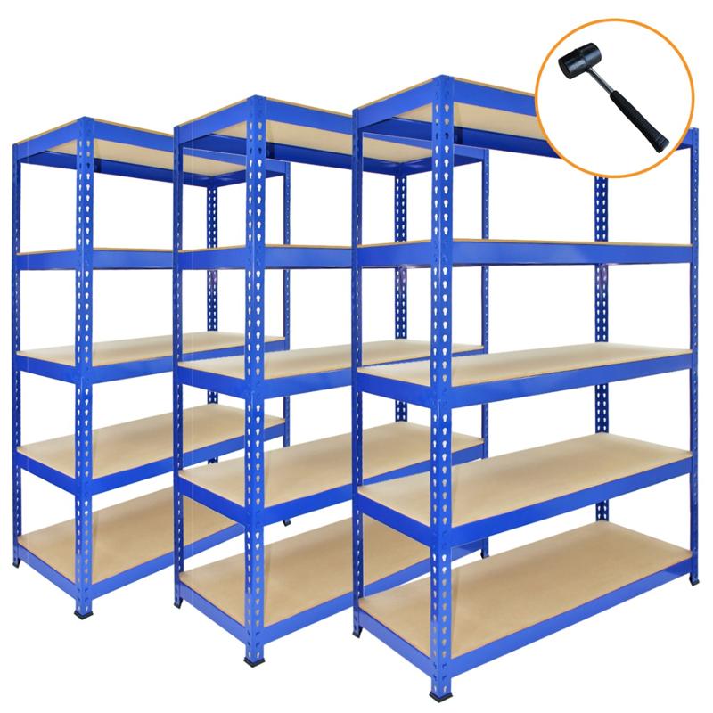 3 x Q-Rax Blue Metal Racking Units 90 x 50 x 180cm