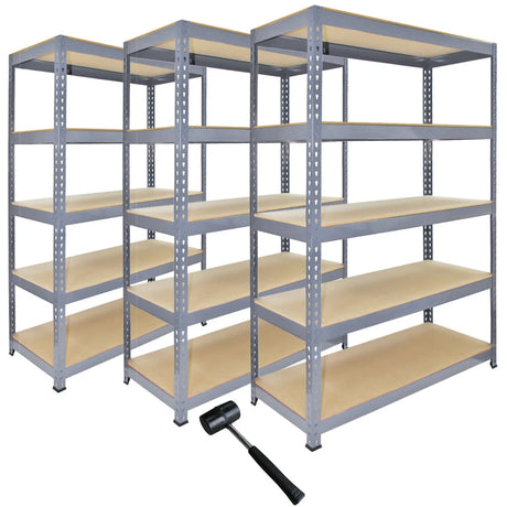 3 x Q-Rax Grey Metal Racking Units 120 x 50 x 180cm