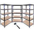 Monster Racking T-Rax Metal Storage Shelves, Black, 90cm W, 45cm D, Set of 3