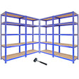 Monster Racking T-Rax Metal Storage Shelves, Blue, 90cm W, 45cm D, Set of 4