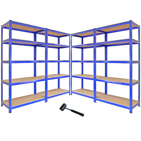 Monster Racking T-Rax Metal Storage Shelves, Blue, 90cm W, 45cm D, Set of 4